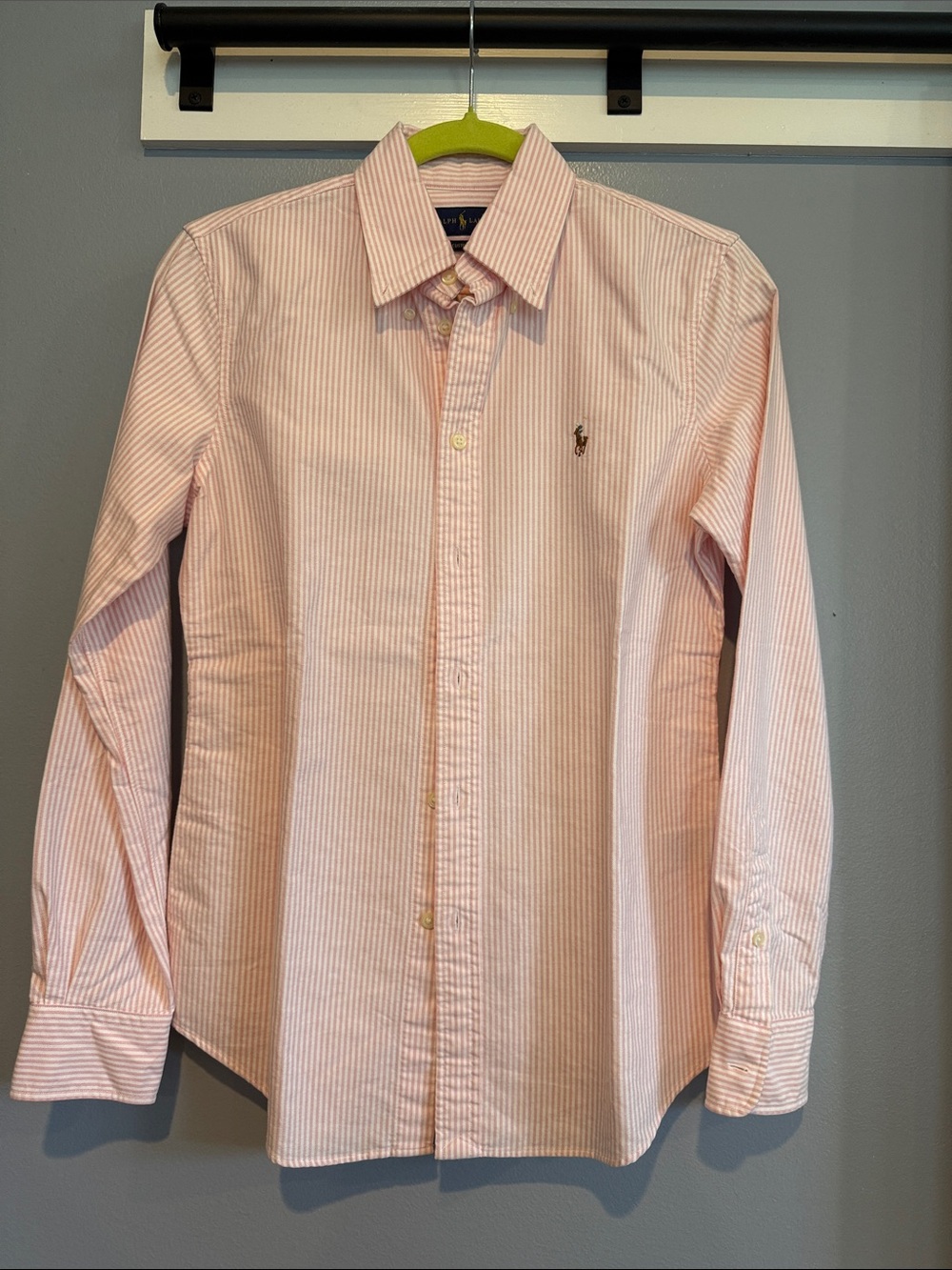Ralph Lauren Pink and White Striped Button-Down Shirt